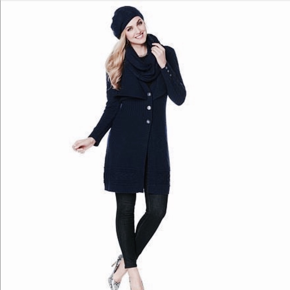 Anttony Highlander Cable Knit Sweater Coat BK XS